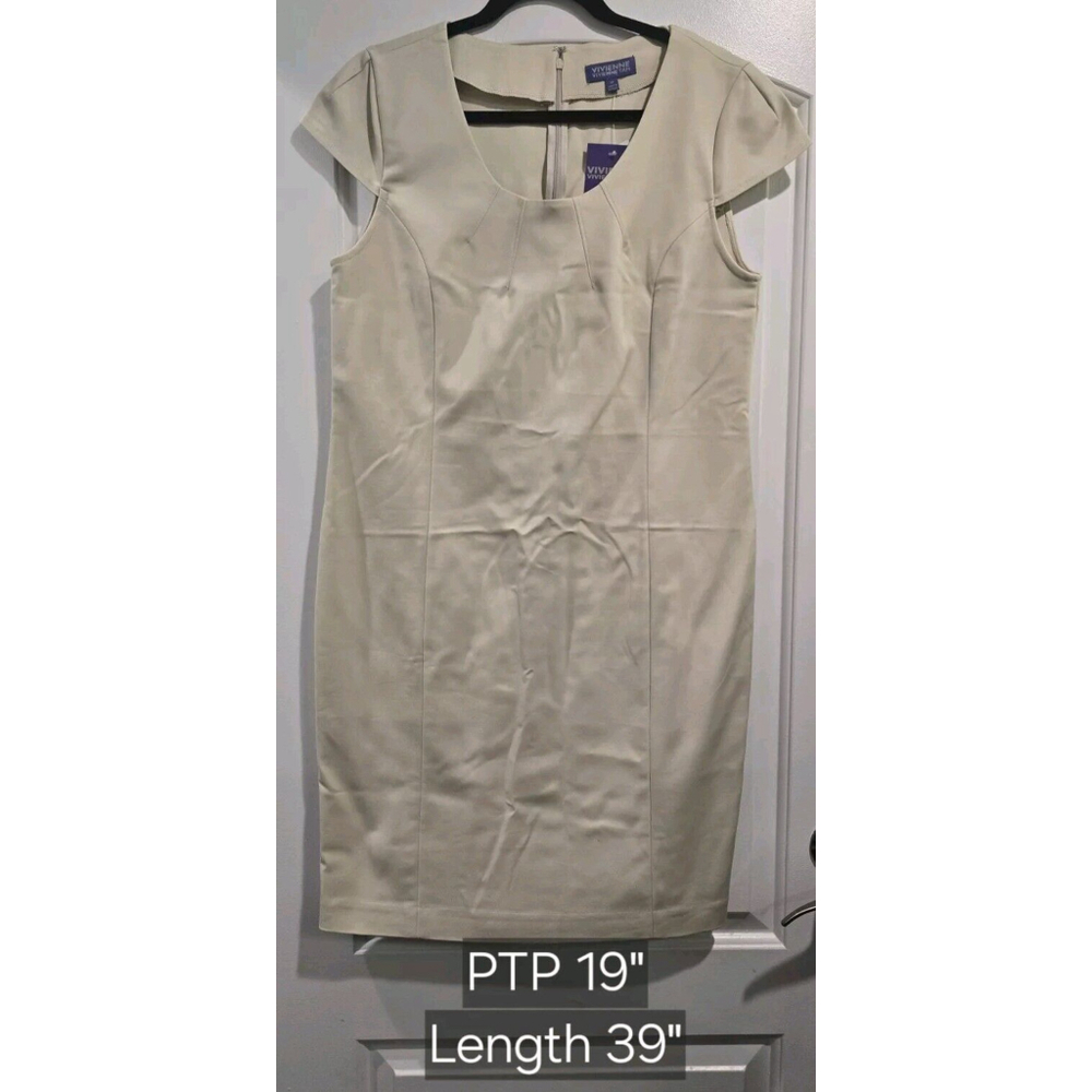 Vivienne by Vivienne Tam Cream Colored Short Sleeve Shift Dress Size 12‎ NWT